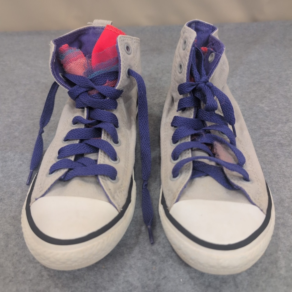Converse Chuck Taylor All Star High Top Sneakers Gray Purple Youth Size 3 - Picture 1 of 8